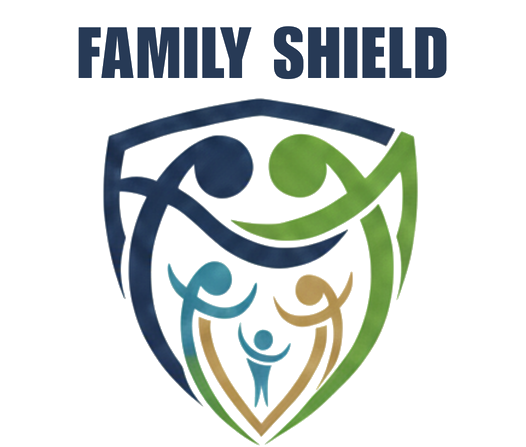 הלוגו של family shield: מגן ובתוכו משפחה